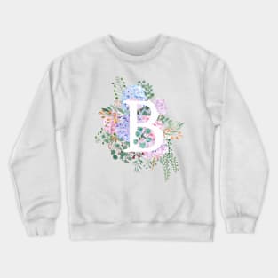 botanical monogram alphabet B hydrangea flowers Crewneck Sweatshirt